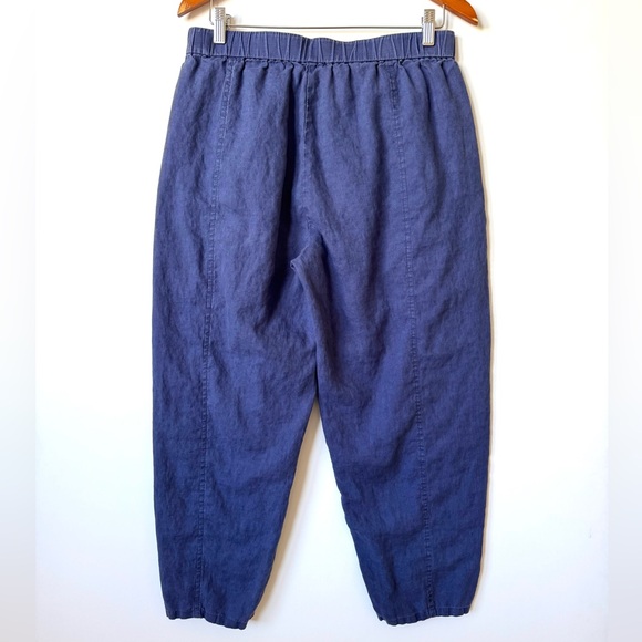Eileen Fisher Blue Lantern Ankle Pants in Organic Linen - Picture 5 of 7